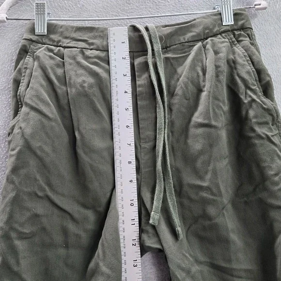 Vince Women Pants Medium Green Cropped Drawstring Pockets High Rise 22 in Inseam - Picture 4 of 12